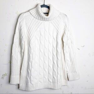 CREMIEUX Cable knit ribbed cowl neck pullover sweater